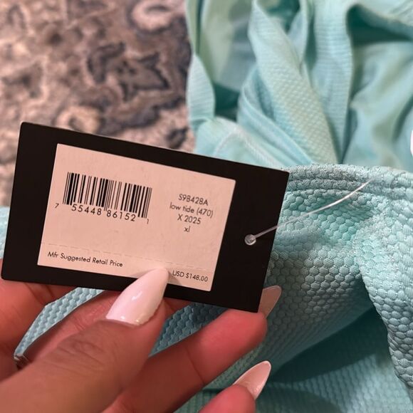 NWT Kate Spade Plunge One Piece Swimsuit Pique Scallops in Low Tide Aqua Size XL - Picture 7 of 7